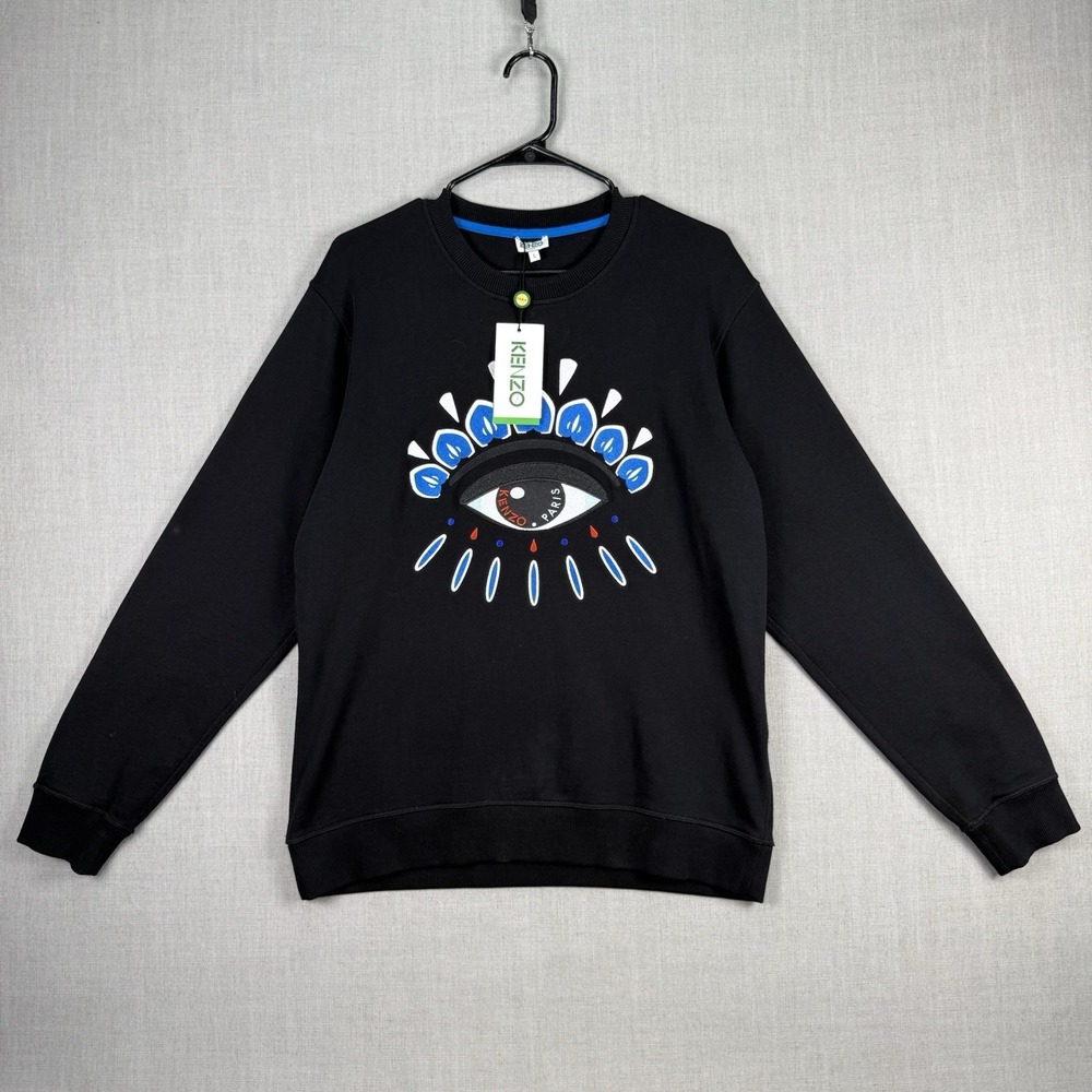 Kenzo Paris Sweatshirt Men's Size Large Black Embroidered Eye Streetwear Fashion